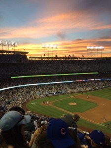 Sunset view of No-Hitter from Dodger Stadium.